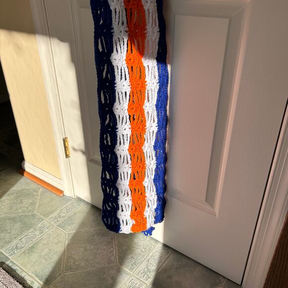 NEW Handmade Crocheted Scarf in University of Virginia Colors - Picture 11 of 11